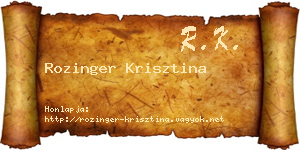 Rozinger Krisztina névjegykártya